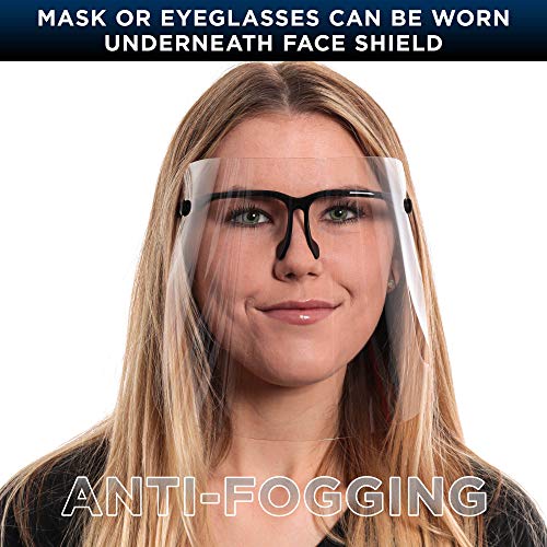 Image of TCP Global Salon World Safety Face Shields with Black Glasses Frames (20 Packs of 4) - Ultra Clear Protective Full Face Shields to Protect Eyes, Nose, Mouth - Anti-Fog PET Plastic, Goggles
