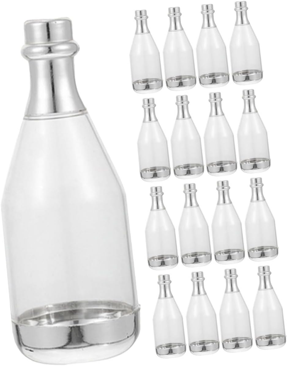 Cabilock 20pcs Silver Wedding Candy Containers Sparkling Wine Bottle Shape Large Candy Boxes for Party Favors Birthday Bulk Mini Bottle Packaging