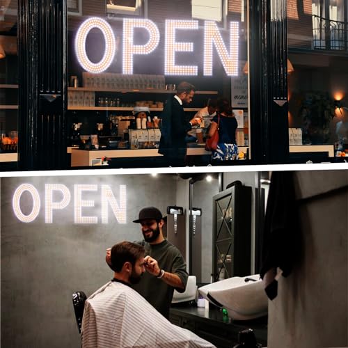 Image of Open Sign for Business, 40 inchx14 inch Dimmable Large LED Open Signs with Hanging Installation for Cafes Store Restaurant Office Bar Pubs Hotel Salon (Warm White)