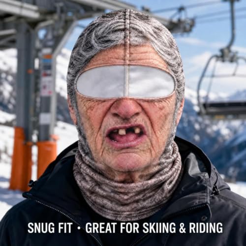 Funny Old Man Ski Mask Balaclava, Realistic Full Face Cover for Men Women - image 5