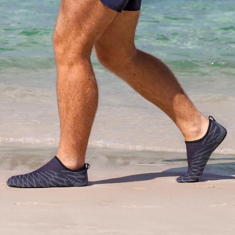 Mens Womens Water Shoes Quick Dry Barefoot Shoes Non-Slip Aqua Socks for Beach Swim Grey Curve2