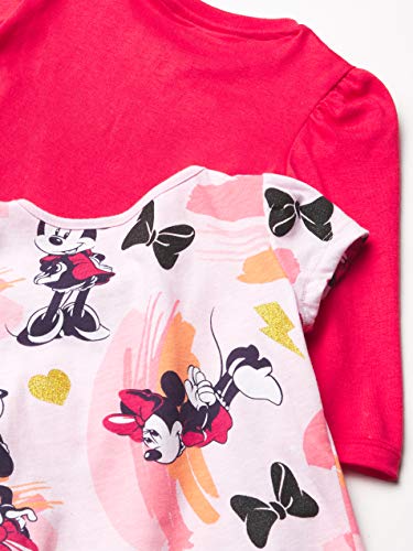 Disney Girls Minnie Mouse 2-Piece Short Tee & Long Sleeve T-Shirt Bundle Set-Toddler Sizes 2t-5t2