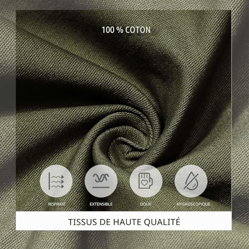 LIUPMWE Hommes Pantalon Chino Cargo Pantalon de Jogging Hommes Coton Casual Sweatpants Hommes Pantalons de Loisirs Taille élastique avec des Poches de Cordon de Serrage,L,Vert – vue 6