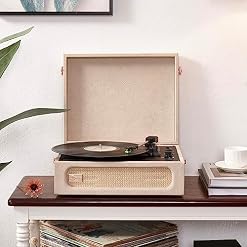 Arkrocket Coryphaeus Vinyl Record Player 3-Speed Bluetooth Input and Output Built-in Speakers with Magnetic Cartridge Auto Off (Flora Engraved) - Les Beatles, Paul McCartney, John Lennon, RIngo Starr, George Harrison Arkrocket Coryphaeus Vinyl Record Player 3-Speed Bluetooth Input and Output Built-in Speakers with Magnetic Cartridge Auto Off (Flora Engraved) – Image 3