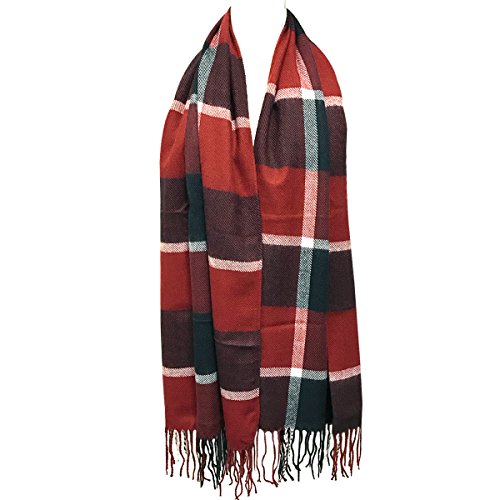 Wrapables womens Plaid Print Long Winter Warm Scarf and Beanie Hat Set3