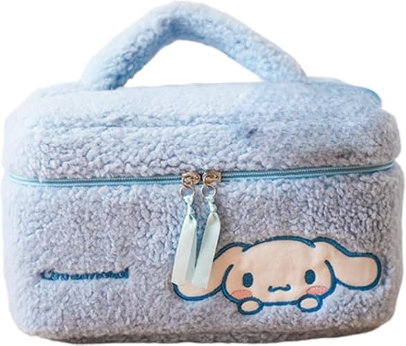 Many Rainbows Cinnamoroll Plush Cosmetic Bag Makeup Pouch Travel Portable Vanity Case Organizer with Handle