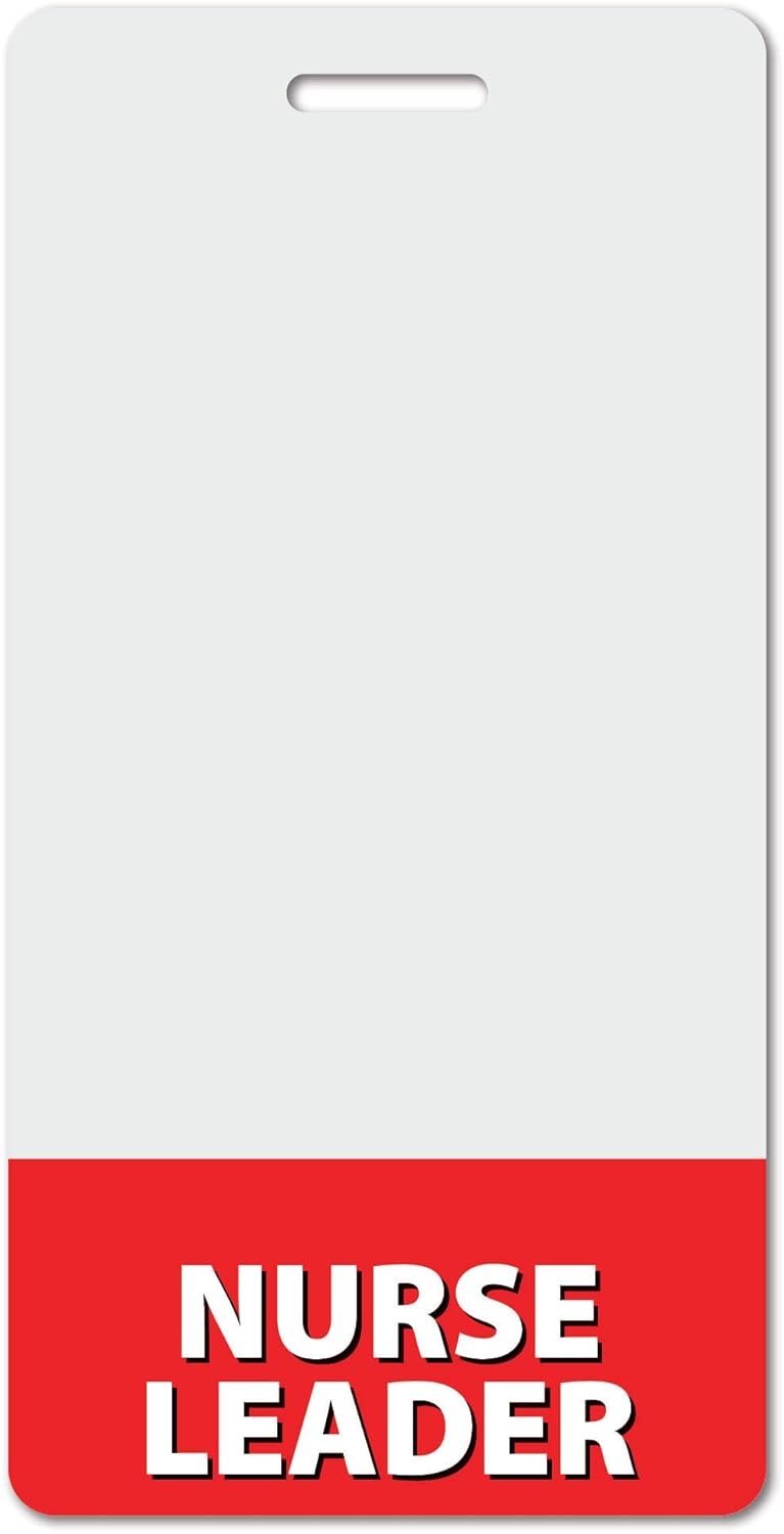 Nurse Leader Heavy Duty Vertical Red (20 Pack) - Spill & Tear Proof Cards - 2 Sided USA Printed Quick Role Identifier ID Tag Backer by BadgeZoo