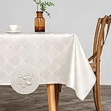 MANGATA CASA Tablecloths for Rectangle Tables 60x120 Inch-Beige Geometric Polyester Waterproof Wrink