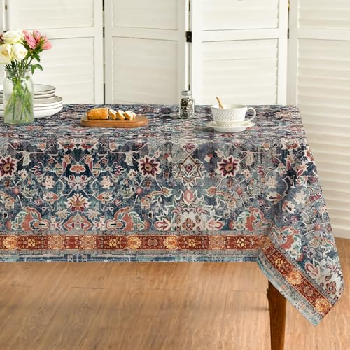 Horaldaily Boho Bohemia Style Tablecloth 60x84 Inch Rectangular, Vintage Country Rustic Farmhouse Magical Washable Seasonal Table Cover for Party Picnic Dinner Decor