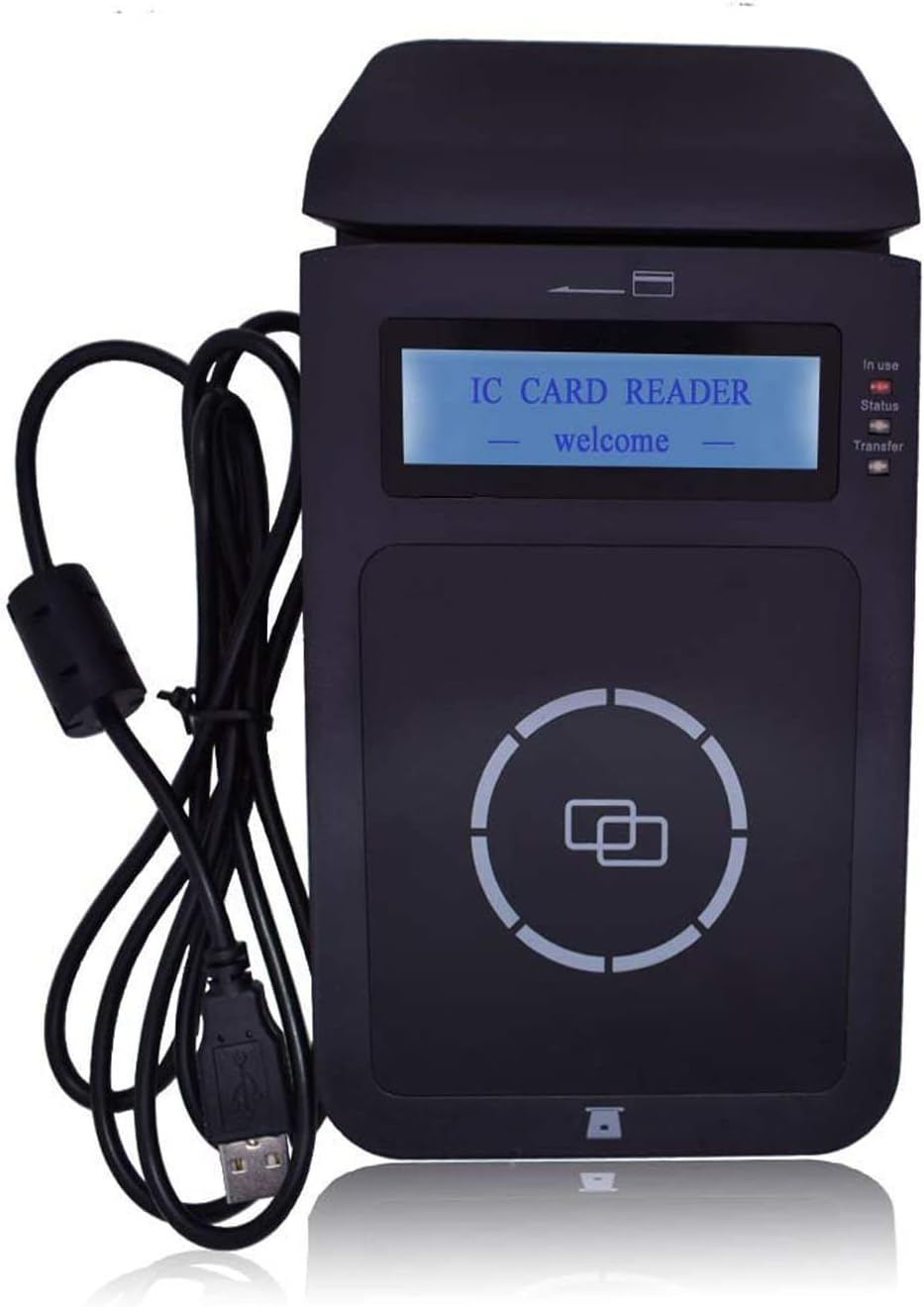 YIQing E7 USB Smart NFC RFID Reader Writer Support NFC contact and contactless IC Cards with display screen + 2pcs 4442 cards +2pcs Ntag213 Labels+ Second Development SDK