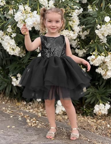 AGQT Baby Girls Dresses Flower Girl Dress Sequins Tutu Dress Sleeveless Kids Princess Birthday Dresses3