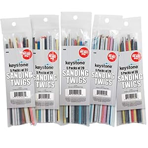 KEYSTONE Gewatteerde schuurtakjes, ideaal voor houtbewerking, hobby, kunst, ambachten, modellen, gemengde korrels en lengtes (5 stuks)