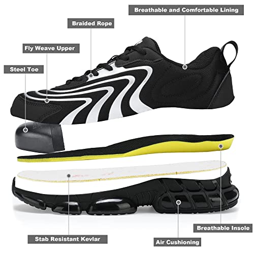 Waterproof Steel Toe Shoes For Men Indestructible Safety Work Shoes Lightweight Puncture Proof Industrial Shoe Non Slip Composite Toe Shoes Silver #TOP1