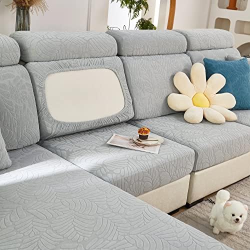 Topchances Sofa Seat Cushion Covers - High Stretch Universal Elastic Sofa Cover, Non-Slip Sofa Couch Slipcovers for Sofa L Shaped Chaise Longue Furniture Protection (Weaves,Grey)