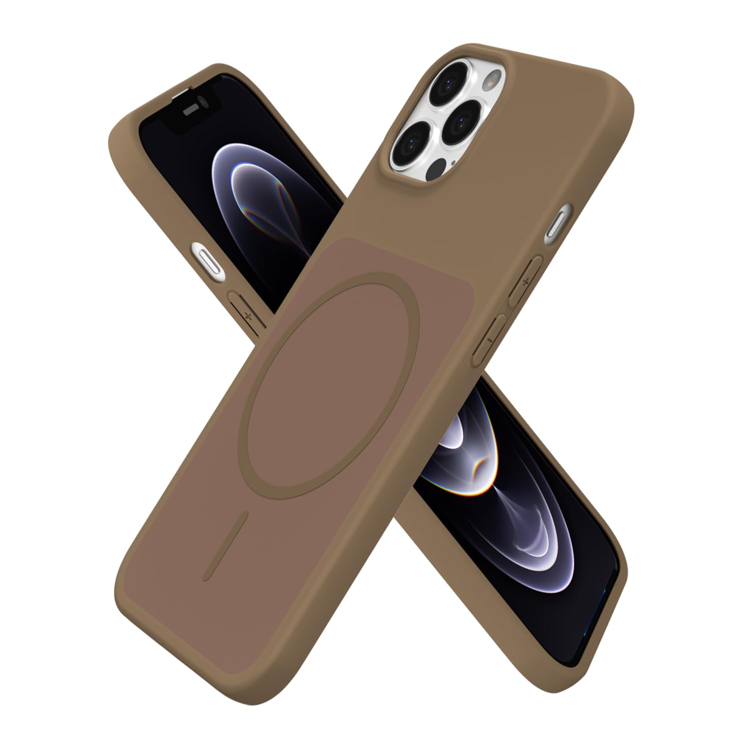 Coque iPhone 12 / 12 Pro silicone liquide marron, le cadeau magnétique idéal - 3