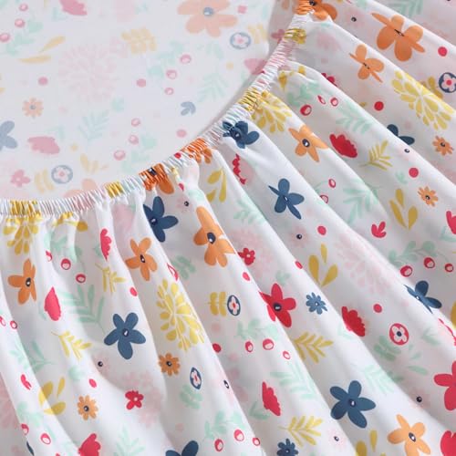Image of Eddie Bauer Kids - Full Sheets, Stain-Resistant Toddler Bedding with Matching Sham(s), Super Soft, Ideal Girl Room Essentials (Colorful Floral Pink, Full)