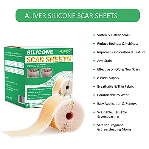 Silicone Scar Tape, Medical Grade Scar Sheet Scar Removal (1.6” x 60”), For Keloid, C Section