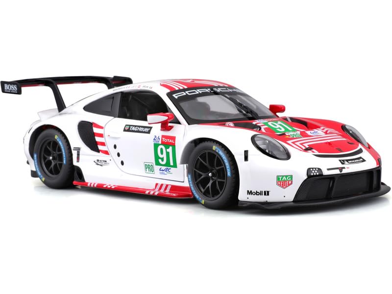 Image of Bburago - 1 /24 Scale Model Compatible with Porsche 911 RSR LM Replica Sports Car Model 2020 (Red)