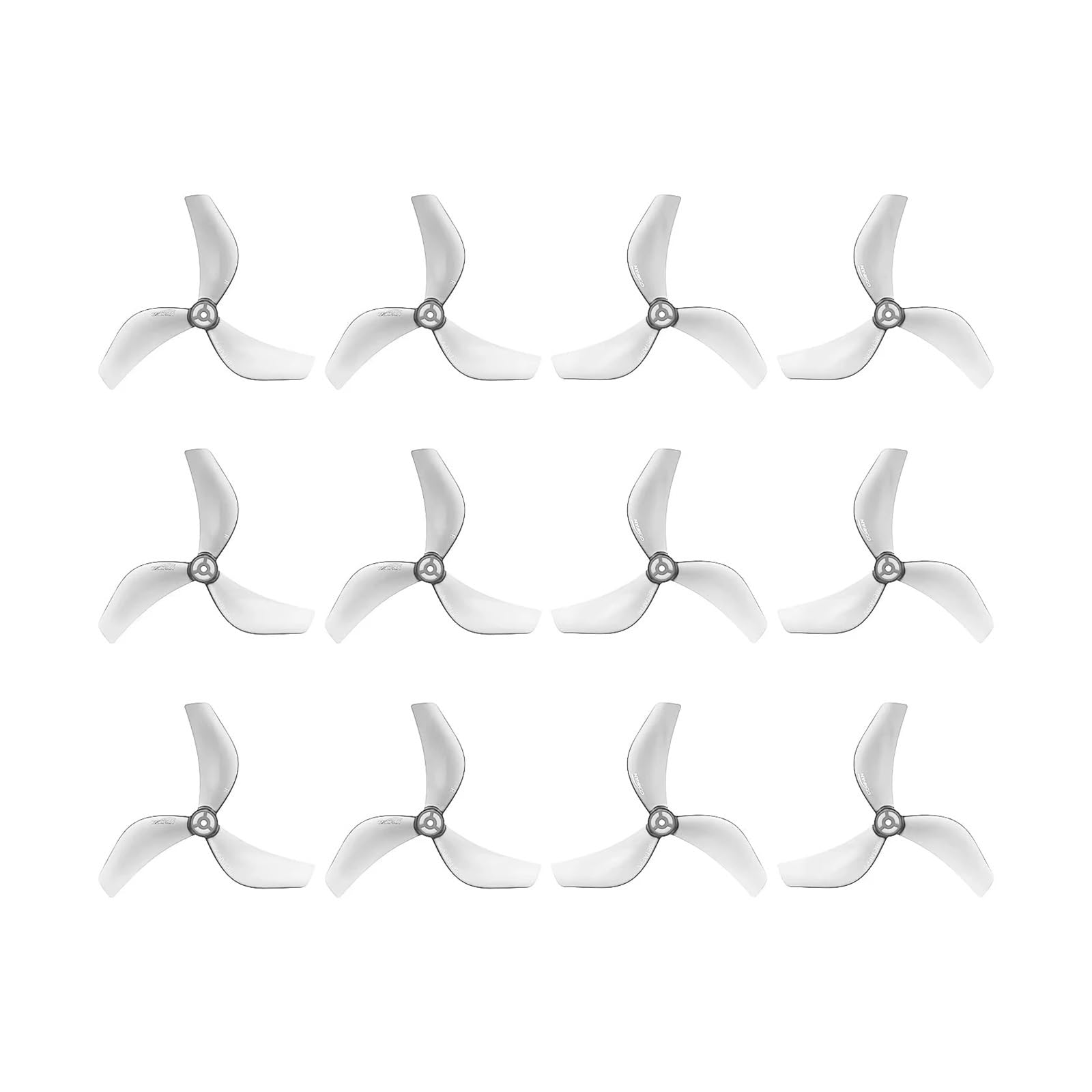 Hélices de drone tripales grises transparentes en polycarbonate résistant