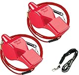 Fox 40 Pearl Safety Loud Pealess Outdoor, Survival, Boat Safety, Lifeguard Rescue, Marine Emergency Whistle + Breakaway Lanyards | 2pk Bundle + Koala Lanyard, Red