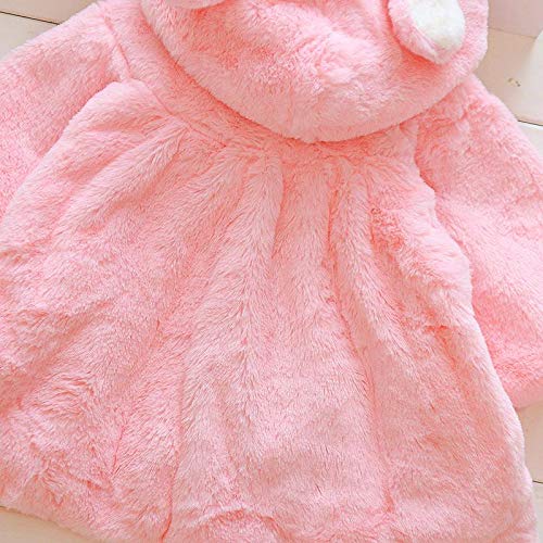 Sikiwind Baby Girls Fur Warm Coat Cloak Overcoat Hoodies Cute Outdoor Suit Pompom Decor(Light Pink)(70) #TOP4