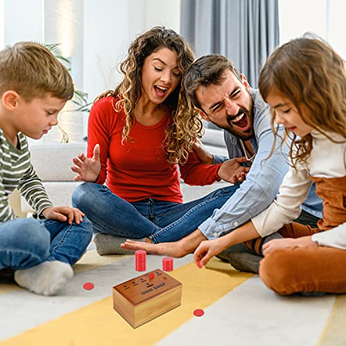 Juegoal Coin Drop Set, Pennies Dice Games For Kids And Adults, Wooden Tabletop Board Game Sets For 2-6 Player, Wood Penny Game Box Includes 48 Chips & 1 Dice, Interactive Families Toys #TOP3