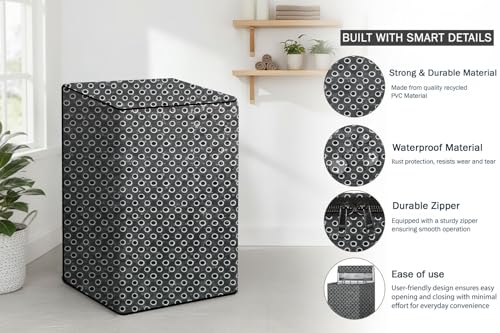 Image of Stylista Top Load Fully Automatic Washing Machine Cover Compatible for IFB 8 kg, 8.5 kg, 9 kg & 9.5 kg, Symmetric Pattern Grey White