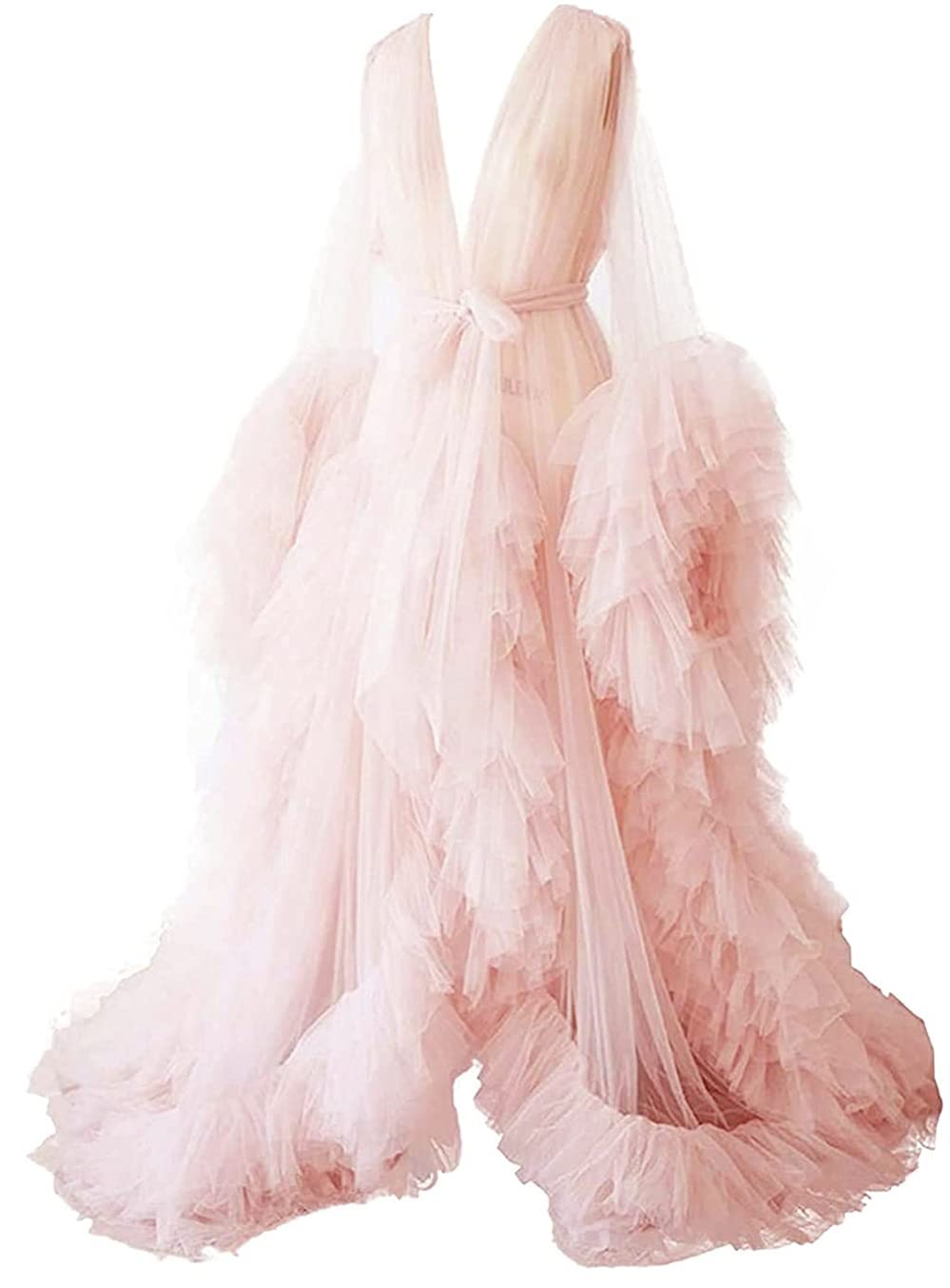 Dressing Gown for Maternity Photoshoot Perspective Sheer Long Robe Puffy Tulle Robe Sheer — view 32