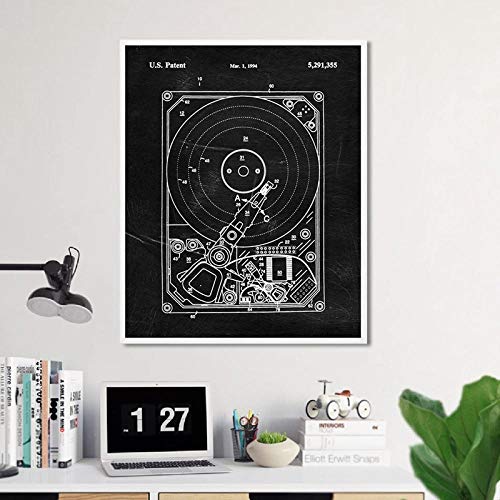 IGNIUBI Computer Blueprint Print Harddisk Patent Vintage Poster Science Gift Steampunk Art Picture Canvas Painting Office Wall Art Decor 40X60cmx4 No Frame steampunk buy now online