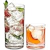 Le'raze Collins Glasses Elegant Acrylic Drinking Glasses [Set of 16] Attractive Clear Plastic Tumblers - Unbreakable Drinkware Set Ideal for Indoor and Outdoor - Kid Friendly