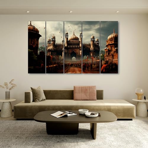 Image of The Castle Decor Mughal Forts Painting With Frame 5 Big Size (36x60) wall Art for Living Room,bedroom,drawing Room,hotels-digital Painting
