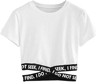 Amazon.com: Camisetas cortas para adolescentes y niñas, de verano, a la moda,  cruzadas, con refranes I Don't Seek I Find : Ropa, Zapatos y Joyería