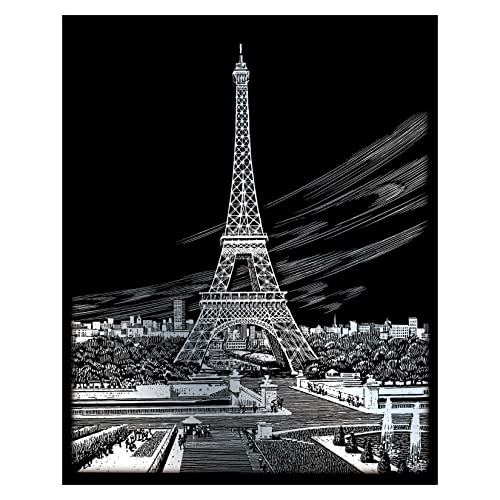 Pracht Creatives Hobby Royal & Langnickel - Image à gratter Tour Eiffel en Argent, avec Crayon à gratter et modèle, Convient aux Enfants et aux Adultes