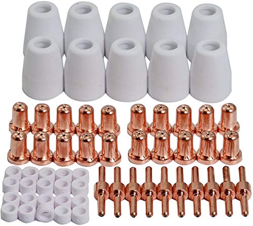 RX WELD 60pcs PT-31 JG-40 WSD-LG40 Plasma Electrode Tips Nozzle Extended Shroud Shield Cup Kit Fit CUT 50D 50 40 Plasma Cutter