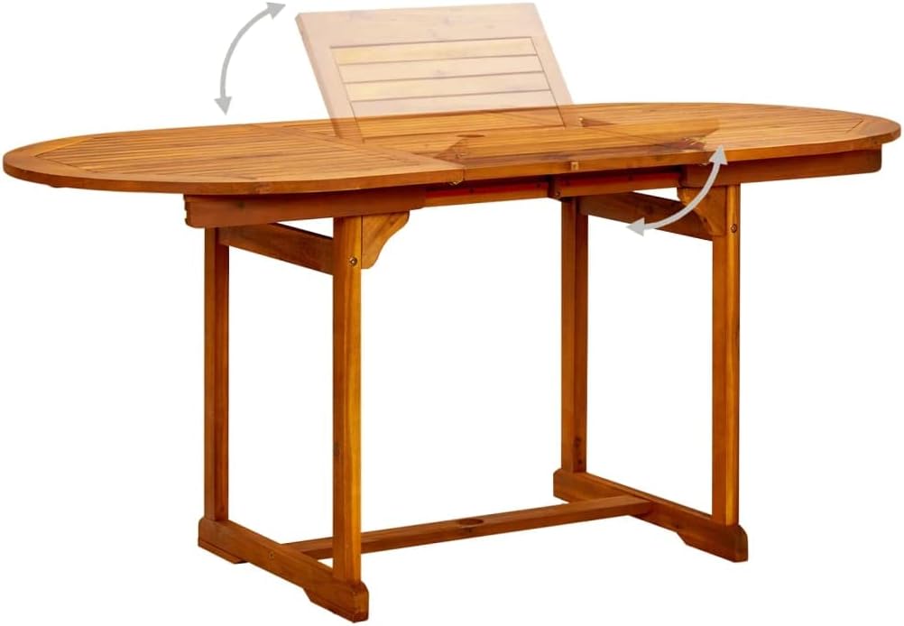 Garden Dining Table,Outdoor Bar,Balcony Desk,Outdoor Dining Table,Backyard Table,Extendable,for Patio, Deck, Lawn, Garden, Backyard, (47.2"-66.9") x31.5"x29.5" Solid Acacia Wood