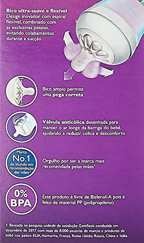 Mamadeira Petala Azul 330ml, Philips Avent, Azul, 330ml