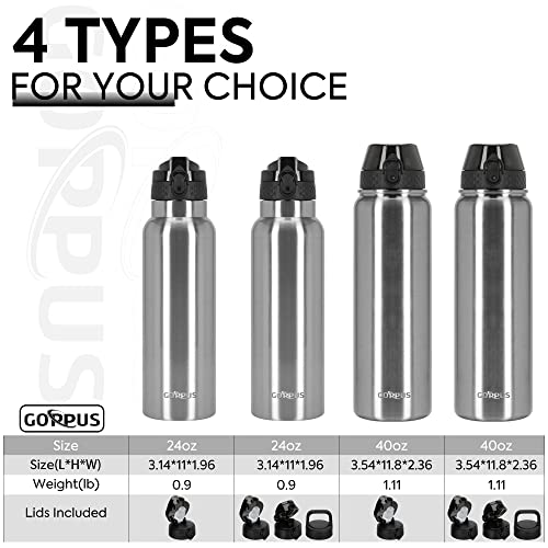 GOPPUS 750ml/26oz Stainless Water Bottle with Straw Double Wall Insulated Bottles with Strap Reusable Vacuum Thermal Flask Leakproof Keep Cold Drinks Bottles with Flip Top Lid for Men Women BPA Free - Image 2