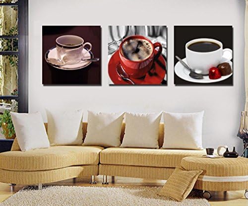 YEHO Art Gallery Painting Delicilous Coffee, Picture Painting on Canvas Print without Framed, Modern Home Decorations Wall Art set of 3 Each is 5050cm