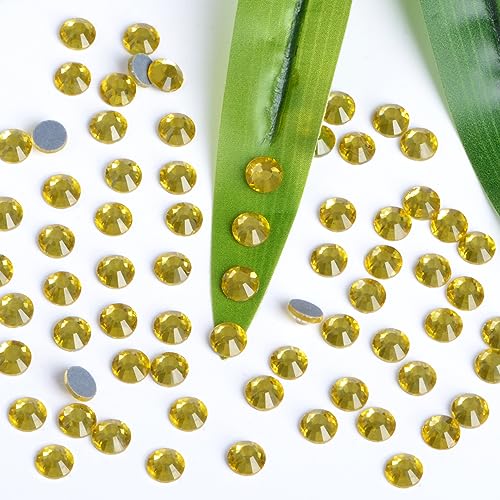Image of Bymitel Hotfix Crystal Rhinestones Round Gems Iron on DIY Jewelry Making Flat Back for Crafts,Citrine, 4.8mm(SS20 /1440pcs)