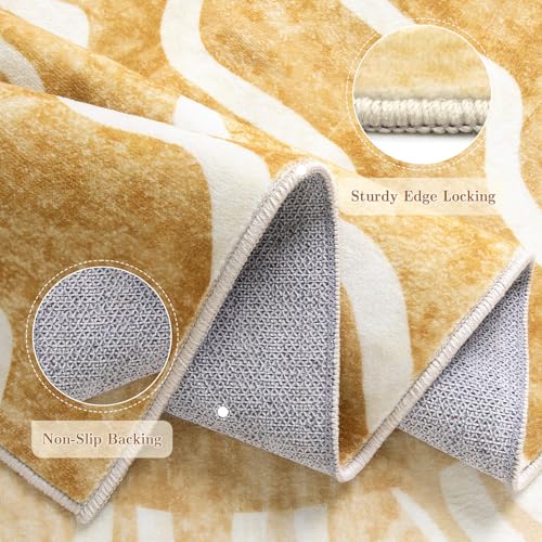Tapete decorativo Boho 5x7 amarillo mostaza Wonnitar miniatura 6