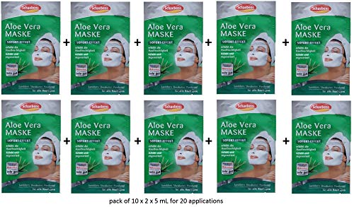 Schaebens Aloe Vera Maske - Sofortwirkung - mit Sanddorn, Sheabutter und Panthenol - für 20 Anwendungen (10 x 2 Einheiten) - für alle Hauttypen