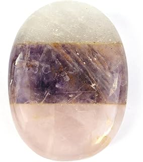 Reiki Crystal Products Natural Rose Quartz, Clear Quartz, Amethyst, Mind Body Soul Palm Stone for Relaxation, Meditation a... Price In India