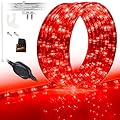 WYZworks 108LEDs, 10ft LED Outside Rope Lights, Waterproof Permanent Outdoor ETL Certified Connectable Clear Tube, Christmas Palm Tree Holiday Decorative Landscape Patio Accent Lighting - Red