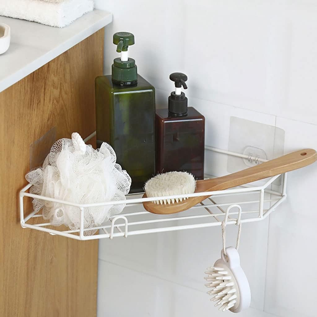 JSEIAJB Punch-Free Corner Shower Shelf Bathroom Shampoo Shower Shelf Holder Kitchen Storage Organizer Wall Holder(OneColor)