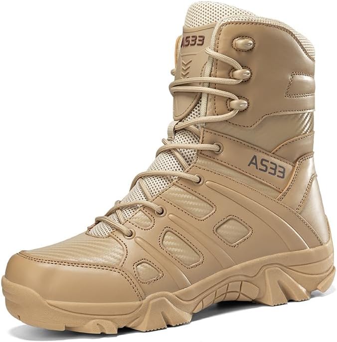 Men's Military Tactical Combat Ankle Boots | Lace-Up Bootie for Outdoor Hiking, Hunting, Training & Casual Wear