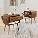 Mazefur Hidden Compartment Night Stand Set 2, Mid Century Modern Concealment Furniture, End Table with Storage Drawer, Bedside Table with Wood Legs for Bedroom (2,Walnut)