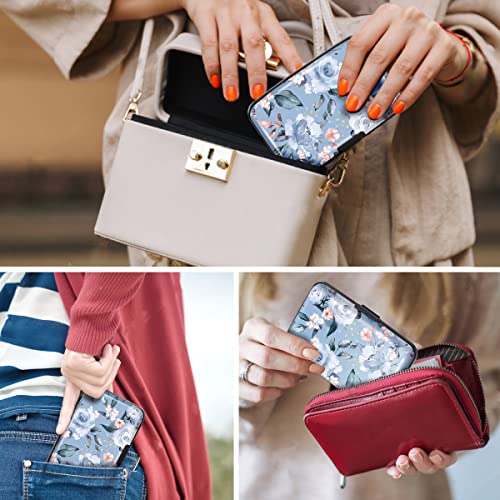 Coco Rossi Mini Credit Card Holder For Women,Rfid Blocking Slim Hard Card Case Id Case Travel Wallet,Blue Flowers. #TOP5
