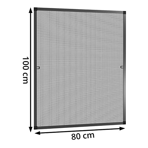 SAMUFLY Fliegengitter mit Alurahmen anthrazit 80x100cm Fensterschutz Insektenschutzgitter für Fenster Fliegennetz Mückenschutz Insektenschutzrahmen
