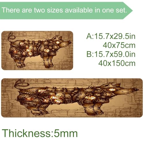 Tapetes de cocina Steampunk Pig absorbentes para evitar resbalones 3