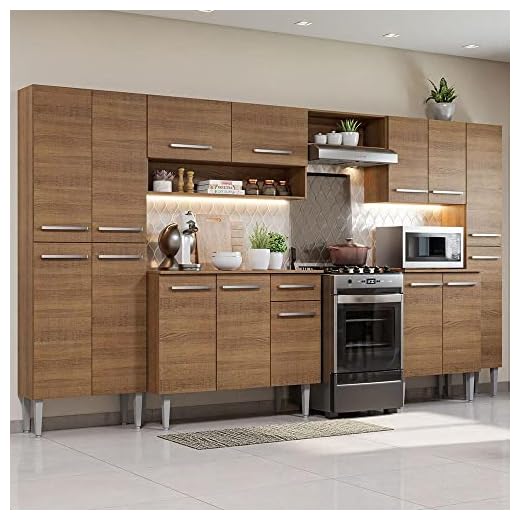 Cozinha Completa Madesa Emilly Joy com Armário e Balcão 15 Portas 1 Gaveta - Rustic